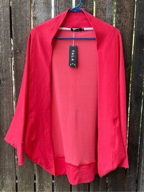 YALA Organic Cotton/Bamboo Brushed Sweatshirt Cocoon Cardigan NWT Coral Sz S/M